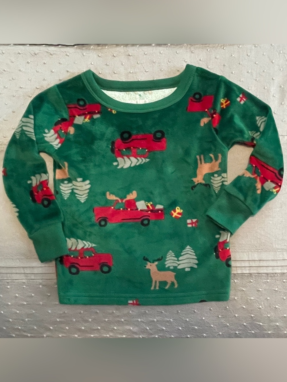 Carter Kids Holiday Truck & Reindeer Velour Top size 12 months